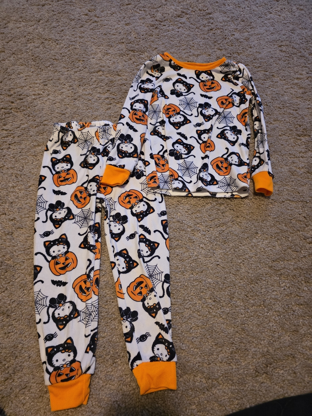 Hello Kitty Halloween Pajama Bottoms - Orange, White, Black